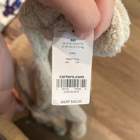 Carters unisex hooded/mini ears baby onesie zip-up. - Picture 5 of 5